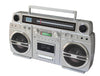TechPlay Monster B Retro Boom Box CD, Cassette Player/Recorder, AM/FM, USB, Bluetooth Speaker with Built-in Rechargeable Battery SILVER Color