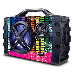 Mobi7e Stereo Boombox with Bluetooth, LED Lights, NFC, USB, AUX-In, FM Radio, MP3 & Mic/Guitar Input