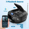 CD Tape Player Indoor/Outdoor BOOMBOX with Bluetooth, Cassette Recording, Radio, Super Bass, Stereo Sound & Aux/USB Drive