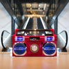 80’s Retro Street Bluetooth Boombox with FM Radio, CD Player, LED EQ, 10 Watts RMS power and 2 way power (AC/DC)