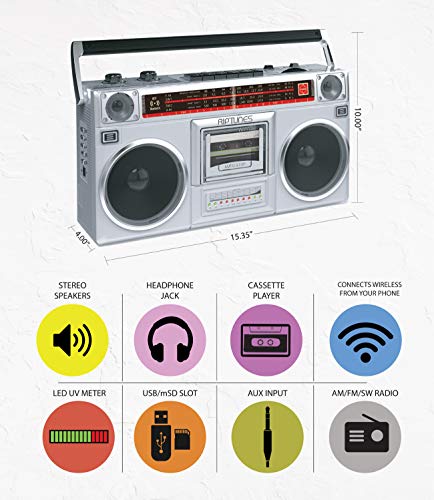 Riptunes Radio Cassette Stereo Boombox withBluetooth