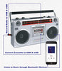 Riptunes Boombox record radio to usb, convert cassette to usb listen to music through bluetooth devices
