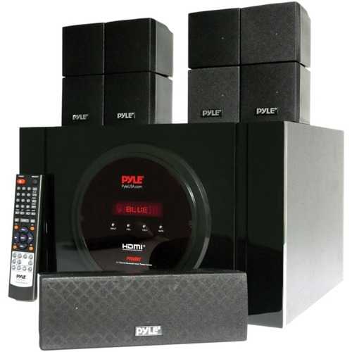 5.1 Channel Home Theater Speaker System - 300W Bluetooth Surround Sound Audio Stereo Power Receiver Box Set w/ Built-in Subwoofer, 5 Speakers Pyle PT589BT,