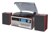 TechPlay Shelf Stereo with CD,MP3, Cassette Player/Recorder, Turntable, AM/FM Radio, SD Card/USB, AUX in, Line Out Alarm Clock, Remote and External Speakers
