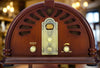 classic retro style radio in wooden enclosure