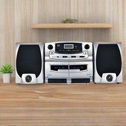 Supersonic Bluetooth 5.0 Audio System with CD, Radio and Cassette, USB inputs, Detachable Speakers, AC/DC, Remote Included