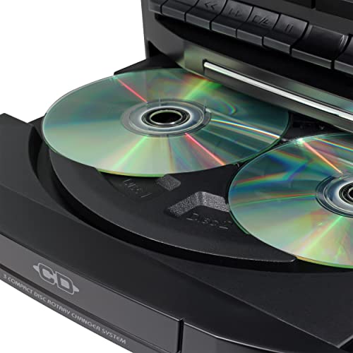 JENSEN JMC-1250 Bluetooth 3-Speed Stereo Turntable Music System with 3 ...