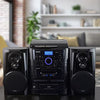 JENSEN Shelf Bluetooth 3-Speed Stereo Turntable Music System with 3-CD Changer & Dual Cassette Deck