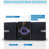 Compact Bluetooth CD Stereo Shelf System with CD Player, FM Radio Headphone Jack,  AUX-Input