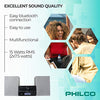 Philco Stereo Shelf Systems Tray Loading CD Player with Digital FM Radio, Bluetooth Streaming, Remote Control in Silver | LCD Display | 3.5mm Headphone Jack 