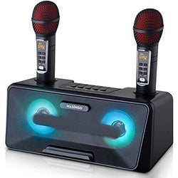 Portable Karaoke Machine for Kids & Adults - Best Birthday Gift w/Bluetooth Speakers, 2 Wireless Microphones, LED Lights, Tablet Holder, PA System & Karaoke Song Mode! (Black)