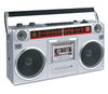 Classic 80s Style Retro Boombox Cassette Player Recorder with AM/FM/SW Radio Silver Color