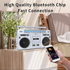 Retro Boombox Cassette Player AM/FM Shortwave Radio, Portable Cassette Tape Player Recorder, Wireless Streaming, USB/Micro SD Slots Guitar/Aux in, Convert Cassettes to USB Classic 80s Style silver color