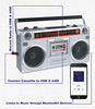 Riptunes Boombox record radio to usb, convert cassette to usb listen to music through bluetooth devices