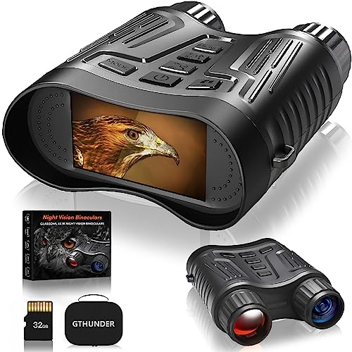 GTHUNDER Night Vision Binoculars - 4K Rechargeable Infrared Digital Night Vision Goggles with Distant Night Visible Range 