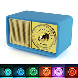 Reacher Retro Blue Bluetooth Speakers with Color Changeable Night Light