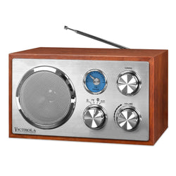 Nostalgia Victrola Wooden Desktop FM Radio with Bluetooth