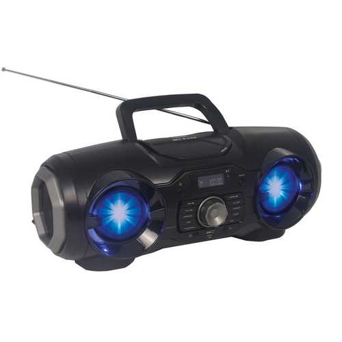 NAXA Portable Bluetooth/MP3/CD/USB/FM PLL Stereo Boombox with Disco LED Light
