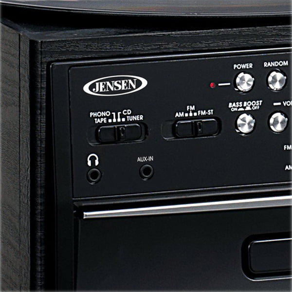 Jensen JTA475B 3Speed Turntable with CD, AM/FM Stereo Radio, Cassette