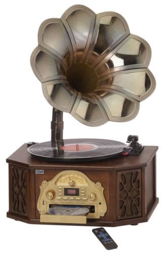 Nostalgia 5-in-1 Gramophone with CD, AM/FM Radio, Turntable, Bluetooth & USB
